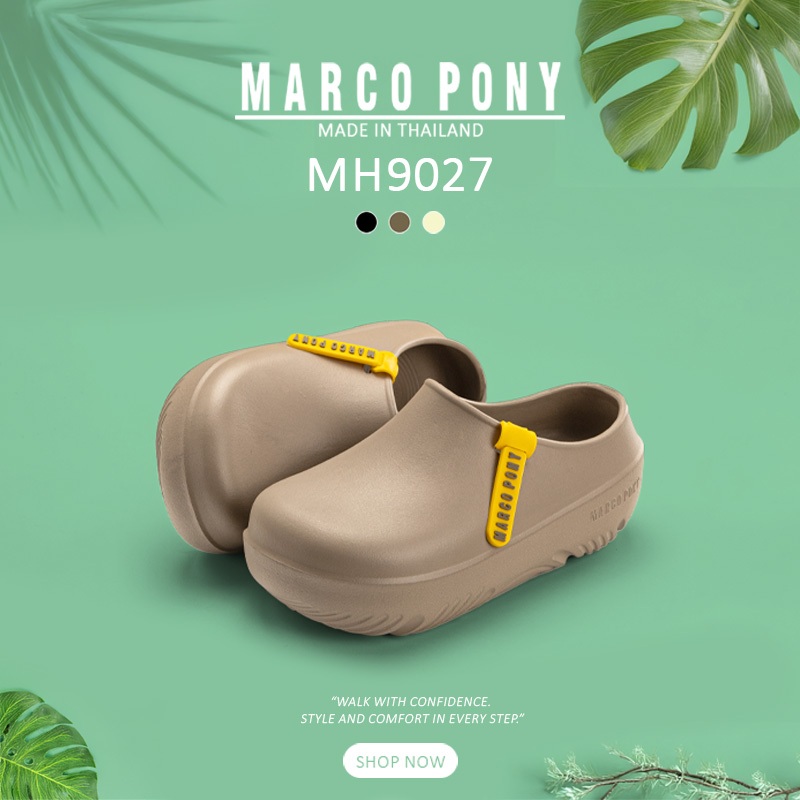 Marco Pony  รองเท้าแตะผู้หญิง  รองเท้าหัวโต EVA แฟชั่นฤดูร้อน เบาสบาย กันลื่นและทนทาน ไม่มีกลิ่น สไตล์ครีม MH9027