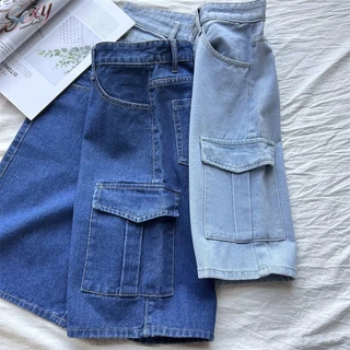 New arrival cargo shortขาสั้นคาร์โก้ยีนส์ เนื้อผ้านุ่มและระบายอากาศได้ดี ส่งไวจากไทย
