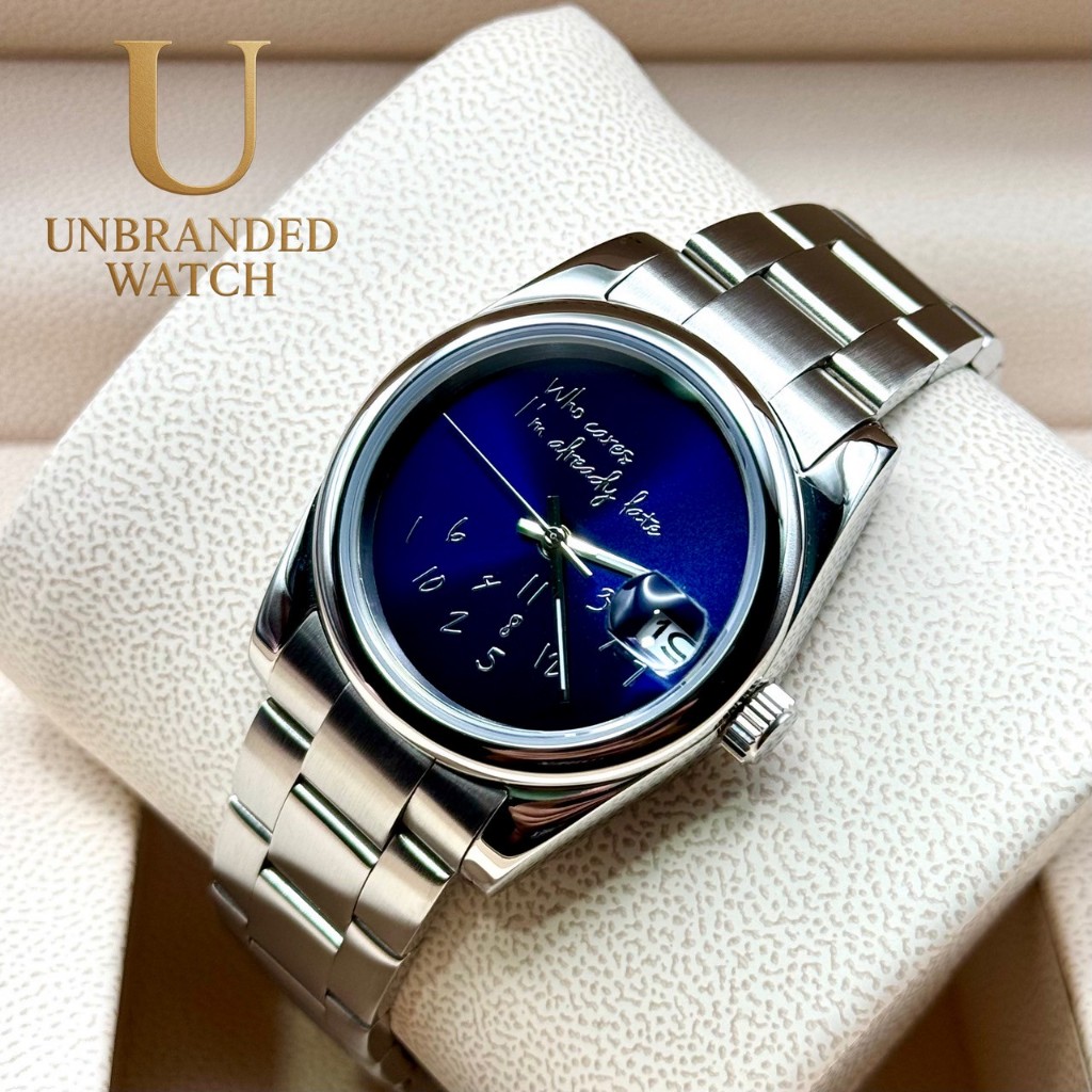 Unbranded watch Sorry I'm Late : Op Silver Blue Dial Oyster 39mm,36mm Automatic Movement NH35 japan