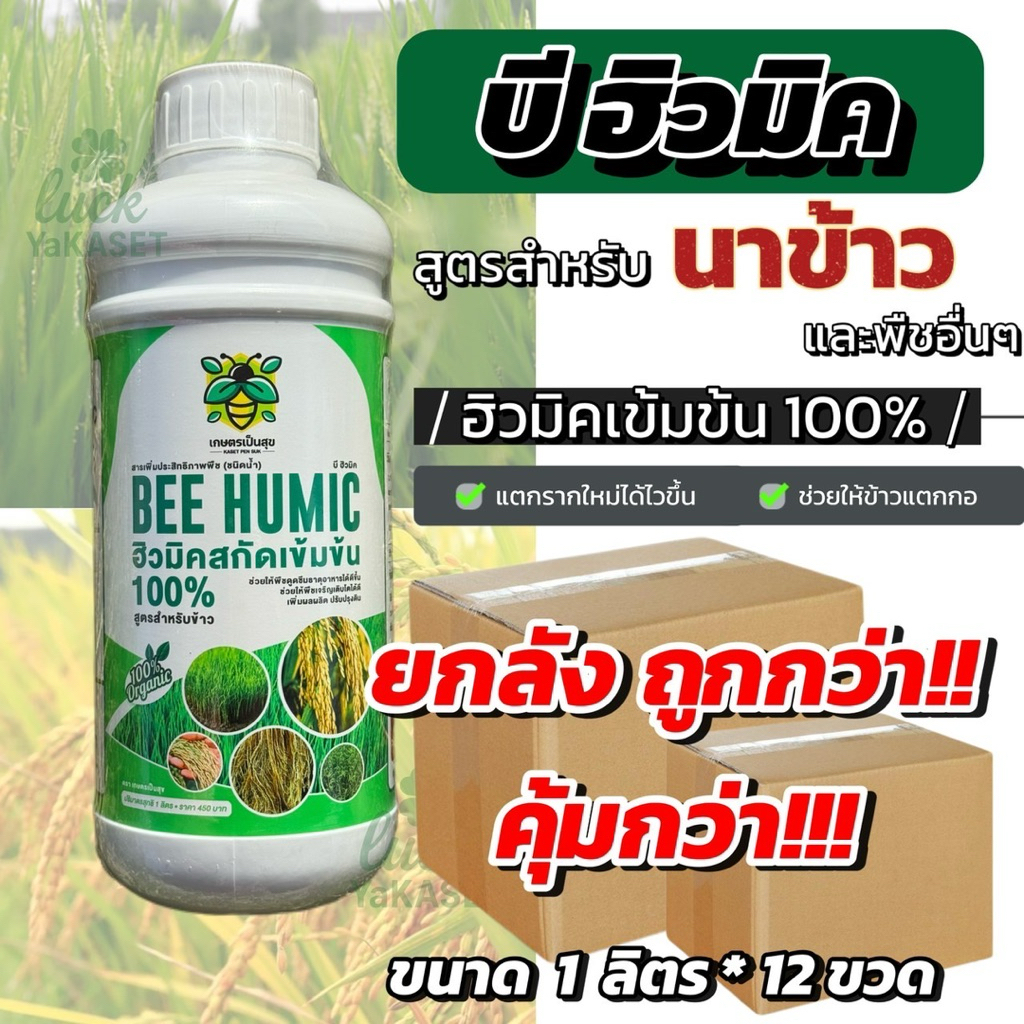 **ยกลัง** 1ลิตร12ขวด 🔥พร้อมส่ง🔥 บีฮิวมิค ฮิวมิคเข้มข้น100% ช่วยเร่งการแตกรากแตกกอ ต้นใหญ่ใบเขียว ยืนต้นได้ดี เพิ่มผลผลิต