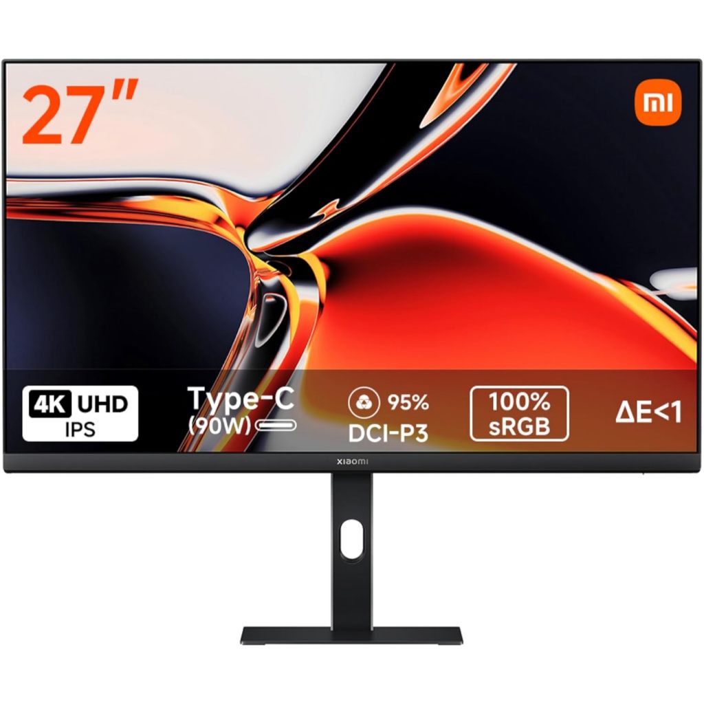 Xiaomi 4K Monitor, A27Ui, 3840x2160, USB-C 90W Reverse Charge, IPS 5% DCI-P3, 100% sRGB, 10 bits - 3 Yrs Warranty