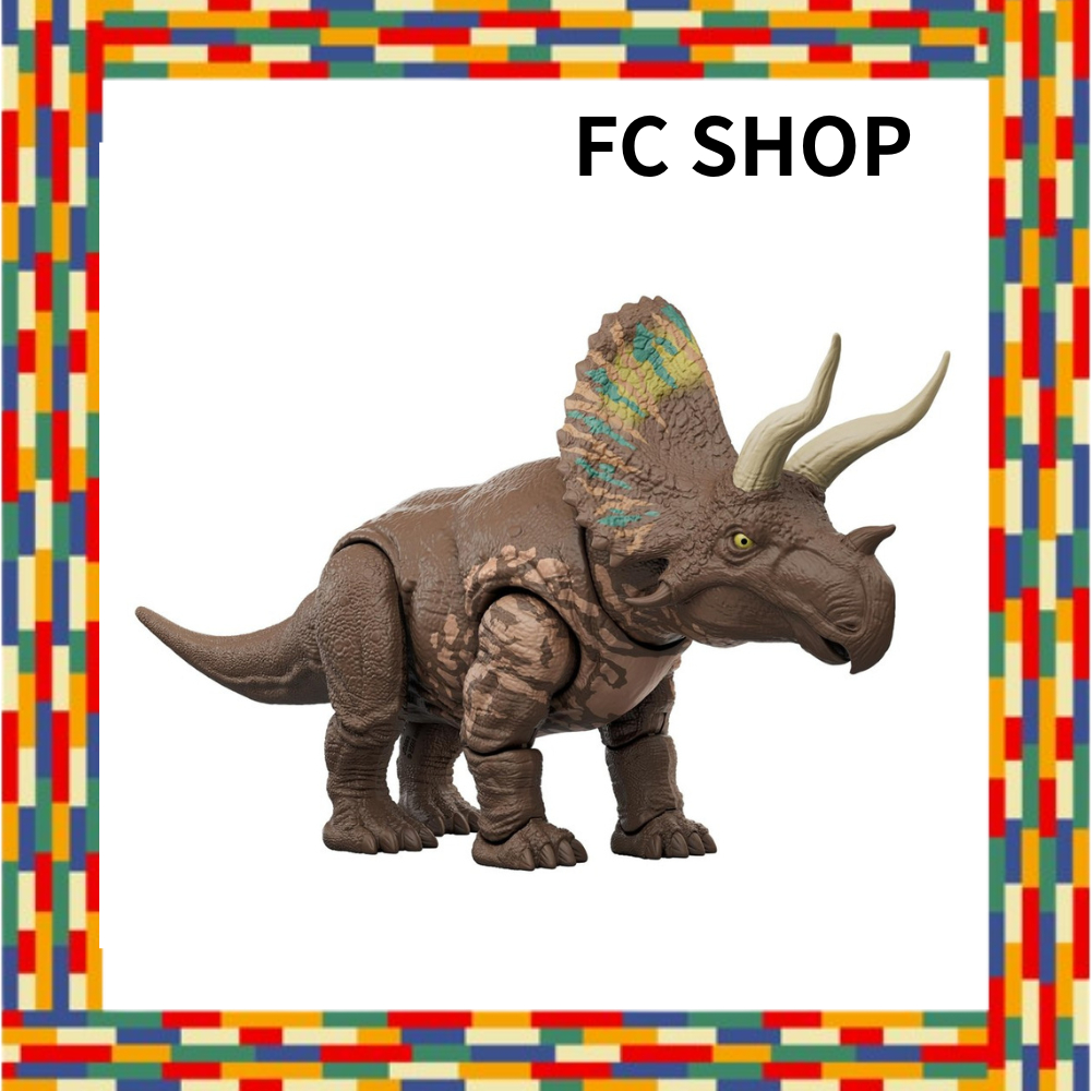 Mattel Jurassic World Big Action! Eotriceratops Kids Figure, Moving Dinosaur Toy, Large, Total Lengt