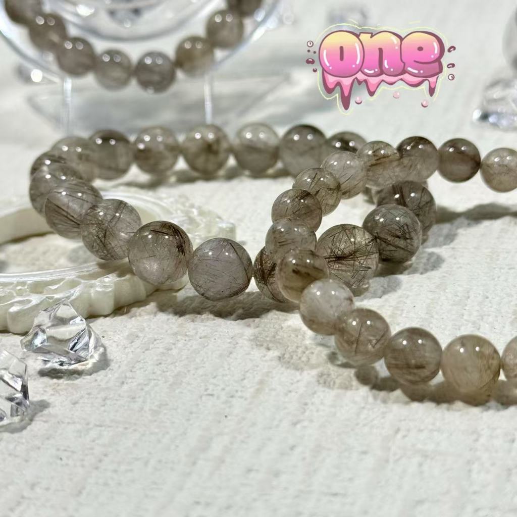 ไหมเงิน ไหมเงินจักรพรรดิ์ หินไหมเงินหินแท้ （Silver Rutilated Quartz）หินไหมเงิน พรีเมียม กำไลหิน