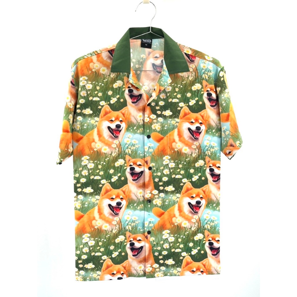 เสื้อเชิ้ตฮาวายชิบะเขียว Shirt Hawaii