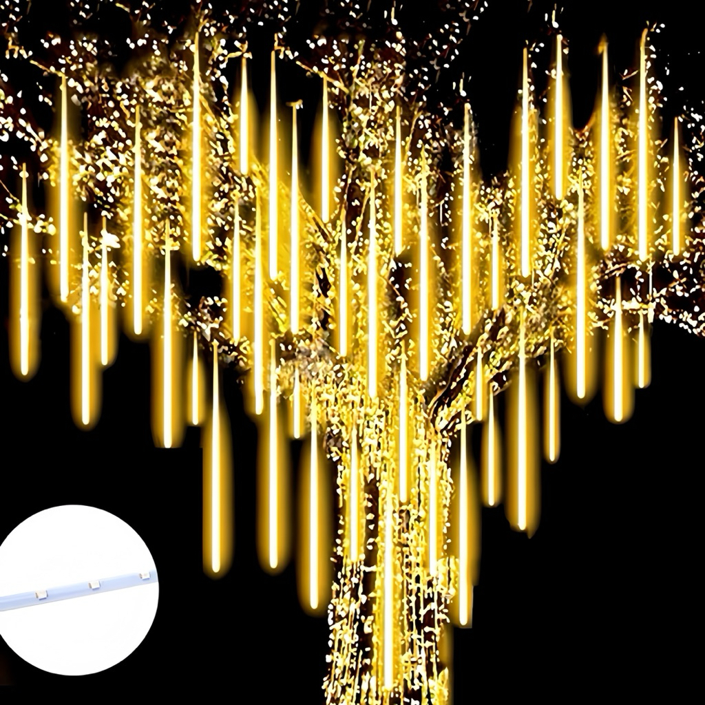 ไฟดาวตก LEDไฟตกแต่ง 220Vไฟled ไฟคริสต์มาส ชุด8แท่งยาว80 50 30ซม น้ำตก หลอดต้นคริสต์มาส โคมไฟตกแต่ง หลอดนีออนสี. - รูปที่ 6