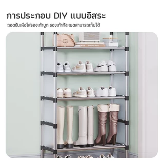 ชั้นรองเท้า ชั้นวางรองเท้า ชั้นวางรองเท้าเหล็ก หลายชั้ ตู้รองเท้า PETปิดกันฝุ่น รุ่น แบบ 3/4/5/6/7ชั้น มีชั้นวางของ