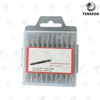 Tensfox ชุดดอกสว่าน 10ชิ้น ดอกไขควง ดอกไขควงแฉก ดอกไขควงแม่เหล็ก ดอกสว่าน 2ด้าน (65 มม)