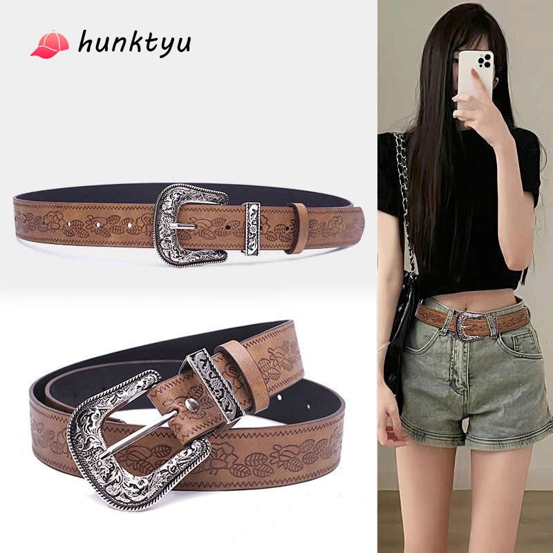 COD 🌟 เข็มขัดหนัง PU เข็มขัดสีน้ําตาลสําหรับกระโปรงกางเกง  เข็มขัด y2k ย้อนยุค ฮิปฮอป