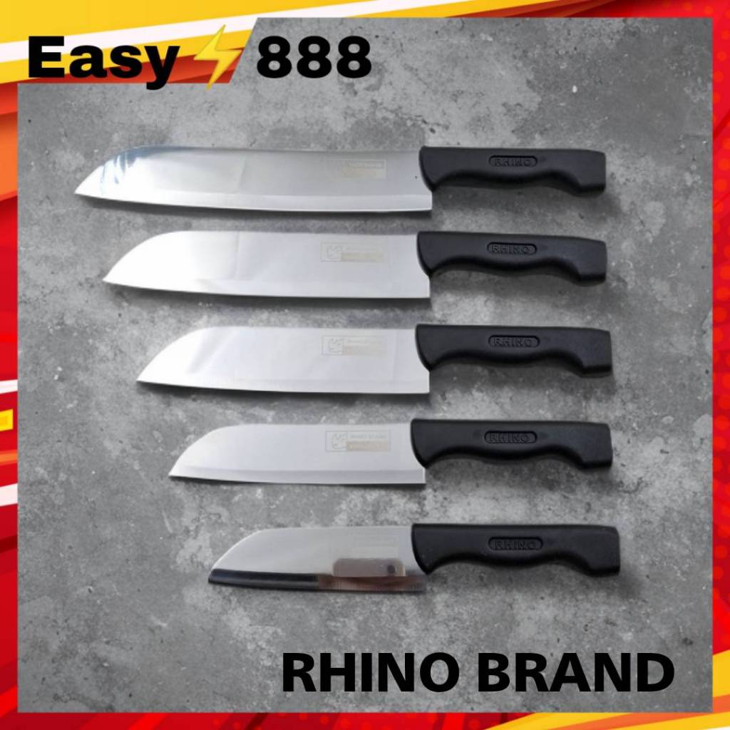 [RHINO BRAND แท้] มีดทำครัวสแตนเลส ด้ามพลาสติกดำ คมกริบ รุ่น 508/608/708/808/908