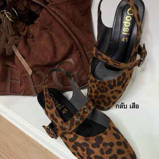 รองเท้าแมรี่เจน ส้นสูง1นิ้ว หนังกลับมียางยืด รุ่นK-9091(ไซส์36-45)
