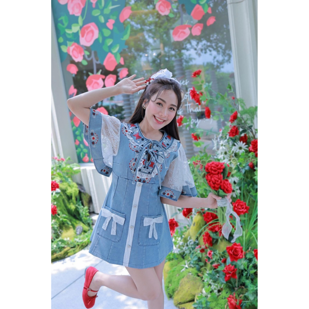 A038(Size S,M) ป้าย CLT ชุดเดรสยีนส์น่ารักมาก New