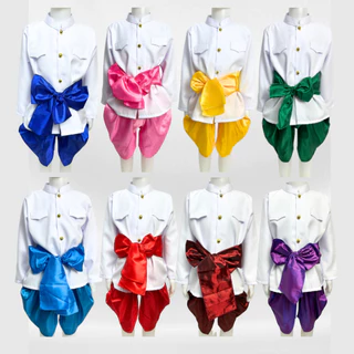 ชุดราชปะแตนเด็กชายผู้ชาย ชุดไทย โจงไหมจีน 1ชุดมี3ชิ้น เสื้อ+โจง+ผ้าคาด
