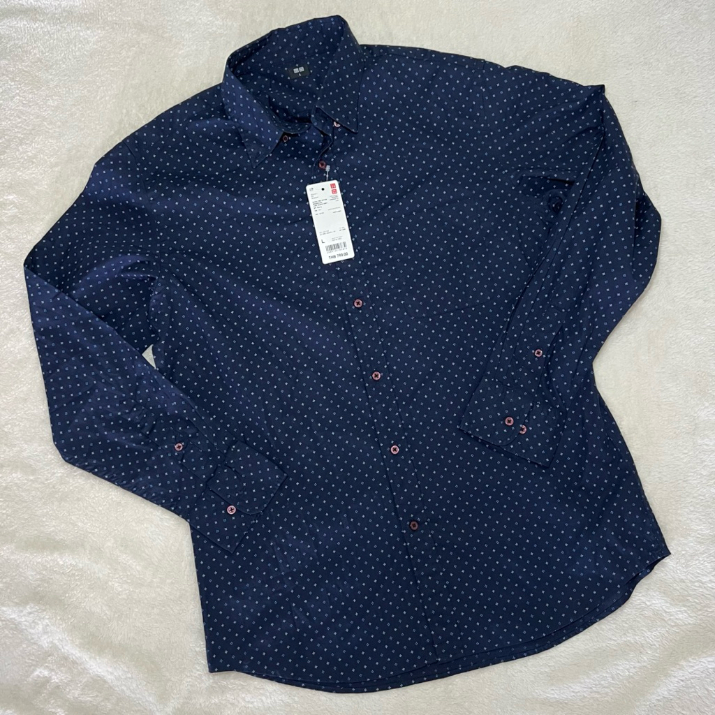 เสื้อเชิ้ต uniqlo - Super Non Iron Jersey Shirt Slim Fit แท้ 💯
