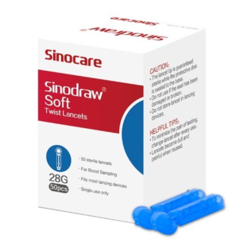 เข็มเจาะเลือด ปลอดเชื้อ SINOCARE สำหรับใช้กับปากกาเจาะของเครื่องตรวจน้ำตาล 50ชิ้น