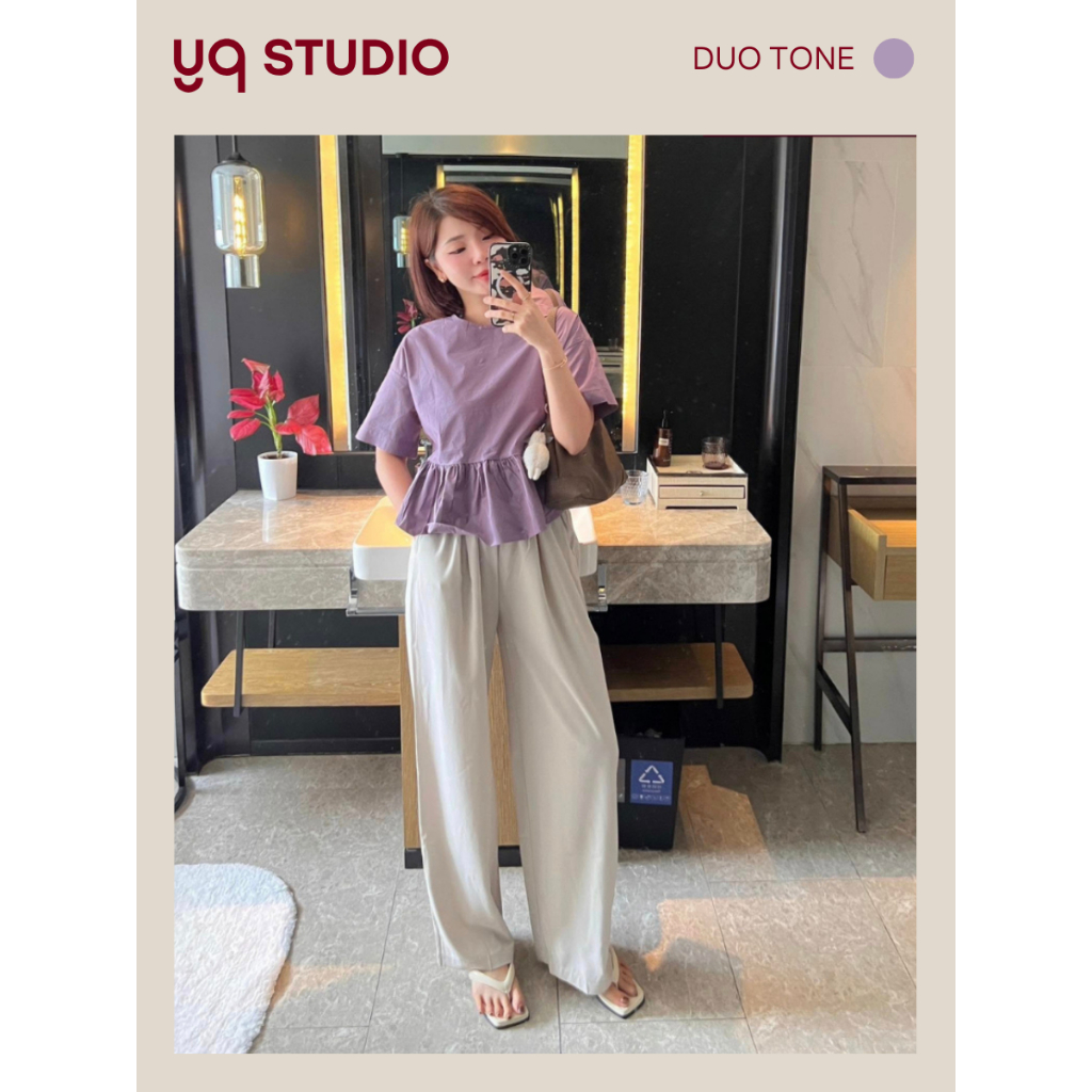 A537  YQ KOREAN SHOP กก.ขายาวสีเบจใส่แล้วเย็นสบาย ป้ายYQ