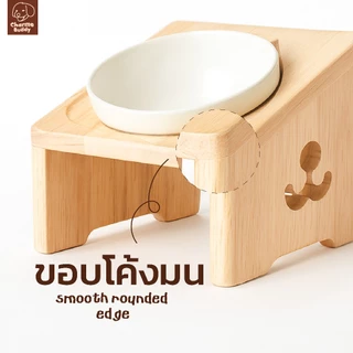 😽ชามเเมวยกสูง ลายน้องเเมว + ถ้วยเซรามิก5" ลดการปวดคอ น่ารักพรีเมียม ลายไม่ซ้ำใคร✨ งานไม้เเท้