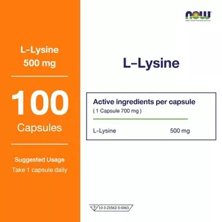 NOW Foods, L-Lysine, 500 mg, 100/250 Veg Capsules ผลิตภัณฑ์เสริมอาหาร แอล-ไลซีน 500 มก.