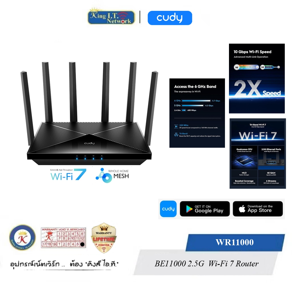 CUDY ( WR11000 ) BE11000 2.5G Tri-Band Mesh Wi-Fi 7 Router