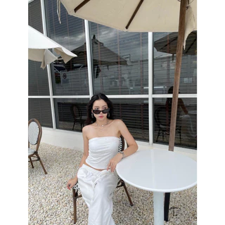 B-314 เสื้อเกาะอกติดเพชรglowytank เพชรใหญ่วิบวับ ฟองน้ำในตัว ผ้านิ่มใส่สบาย