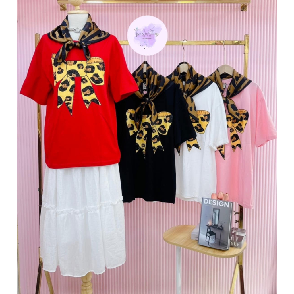 📌พร้อมส่ง เสื้อยืดผ้าคอตตอน💯  งานป้ายเกาหลี แบรนด์ ZITONG เสื้อยืดคอกลมOversize แต่งอะไหล่พร้อมผ้าพันคอ
