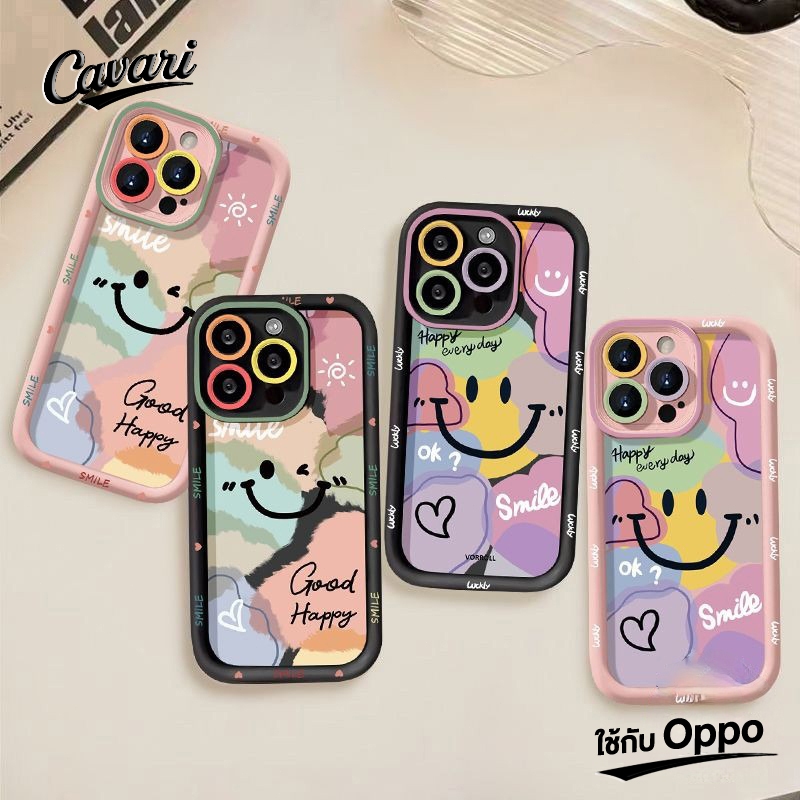 แฟชั่นกราฟิติ ที่มีสีสันยิ้มใบหน้านุ่ม เคส oppoA31 A3s A15 A17 A11 A38 A16 A5s A7 A32 A33 A55 A77 oppoA78 A54 A98 A94 Re