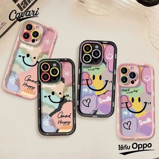 แฟชั่นกราฟิติ ที่มีสีสันยิ้มใบหน้านุ่ม เคส oppoA31 A3s A15 A17 A11 A38 A16 A5s A7 A32 A33 A55 A77 oppoA78 A54 A98 A94 Re