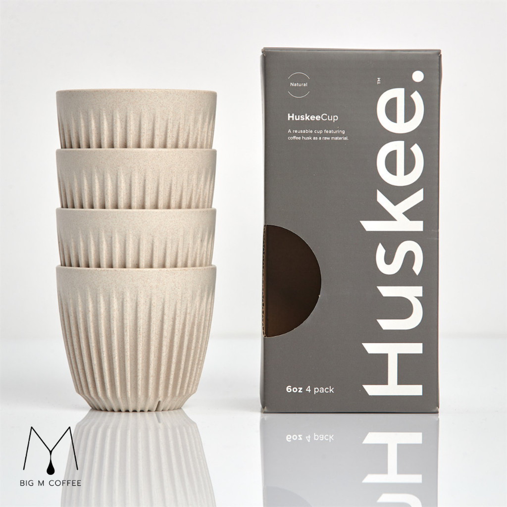 Big m x Huskee  Original  6 oz x4 Pack แก้วรักโลก เป็นมิตรต่อสิงแวดล้อม สไตล์มินิมอล ผลิตจากกะลากาแฟ