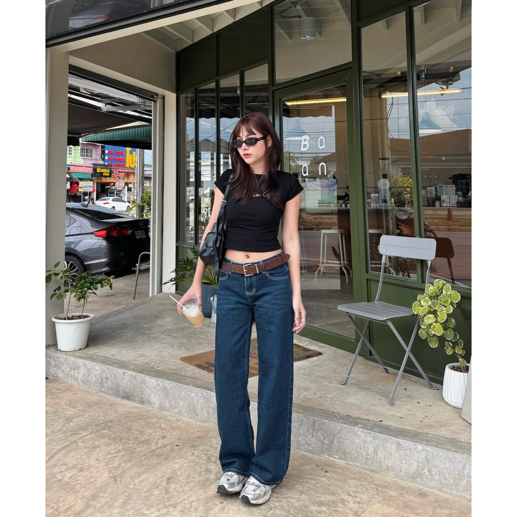 กางเกงยีนส์เอวต่ำ  ผ้ายีนส์ๆไม่ยืด ใส่แล้วหุ่นสวยปังสุด🍒 low-rise jeans(501)