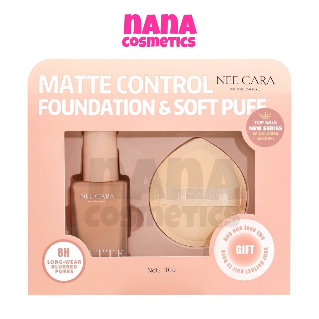 N362 นีคาร่า แมทท์ คอนโทรล ฟาวเดชั่น แอนด์ ซอฟ พัฟ ครีมรองพื้น NEE CARA MATTE CONTROL FOUNDATION & SOFT PUFF – โปรปัง