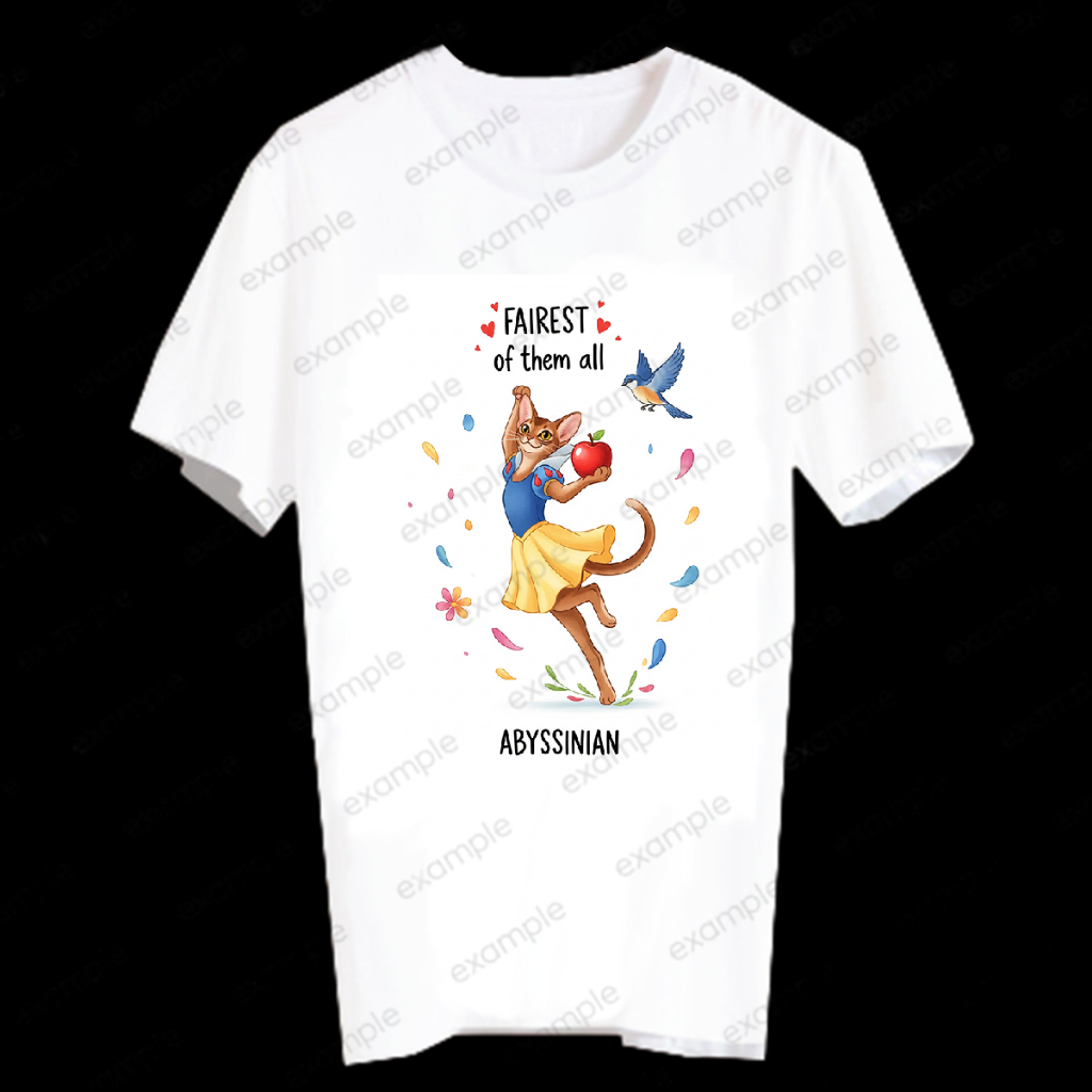 เสื้อยืดลายการ์ตูน แมวน่ารัก Snow White T-Shirt Cat Abyssinian อะบิสซิเนียน - SNWFTA67