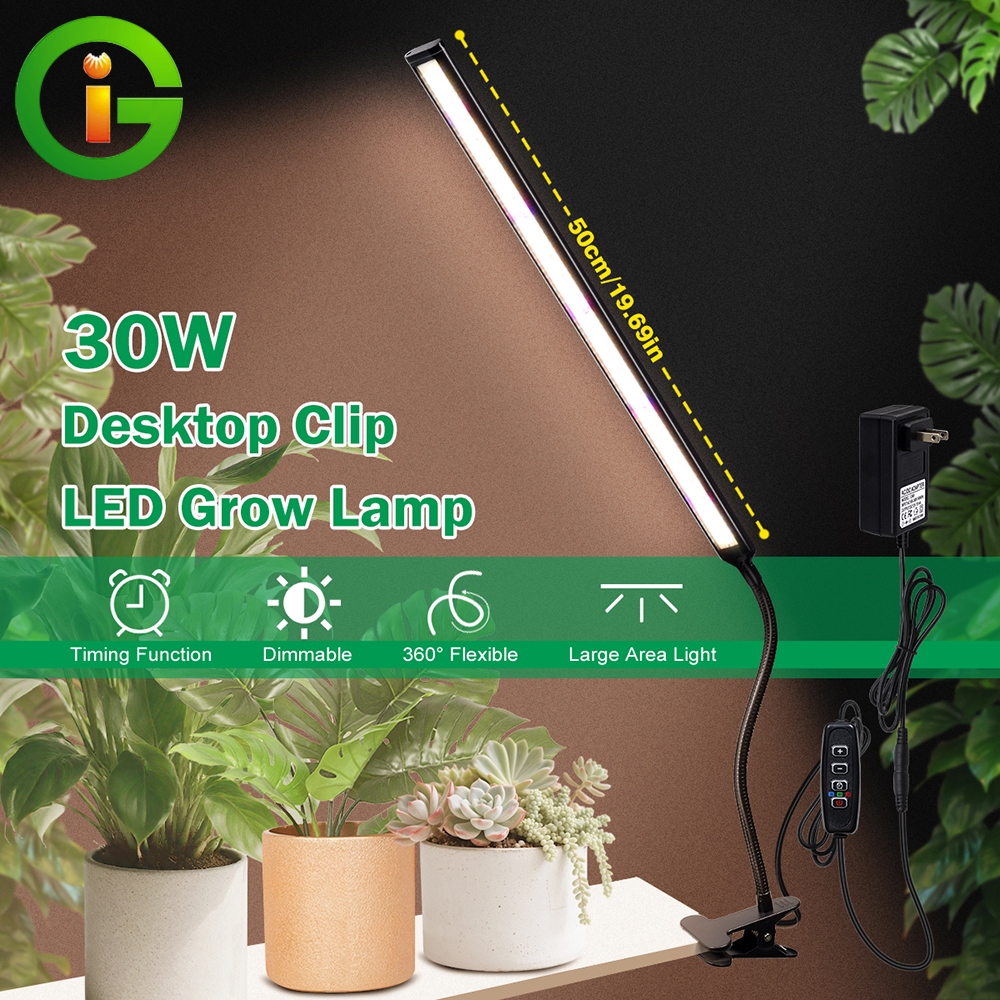 Desktop clip LED Grow Light  full Spectrum 30W/60W พืชกันน้ำเต็มรูปแบบ Grow Light UV IR สำหรับไฟเมล็ดเรือนกระจกในร่ม