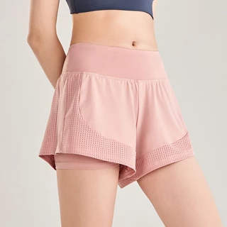 BIGBRACO-HI152 (Plussize S-5XL) กางเกงออกกำลังกายขาสั้น+ซับด้านในตัว กางเกงวิ่งขาสั้น สาวอวบ