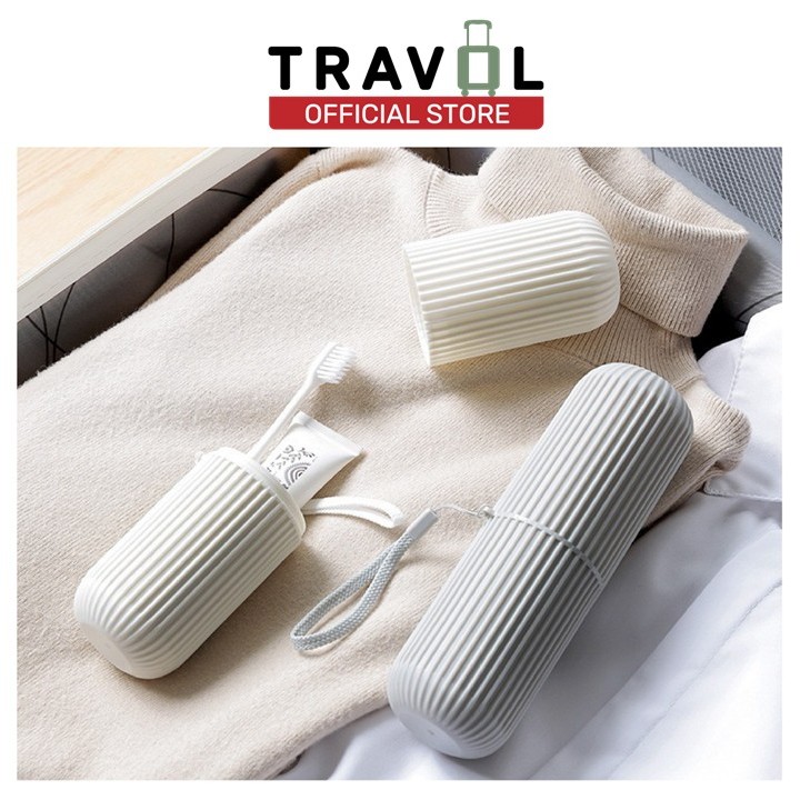 TRAVOL ผู้ติดตามใหม่ลด10%  กล่องใส่แปรงสีฟัน ยาสีฟัน แบบพกพา มี2สีให้เลือก ใส่ยาสีฟันได้ แบบกลม ที่ใส่แปรงสีฟัน KD14