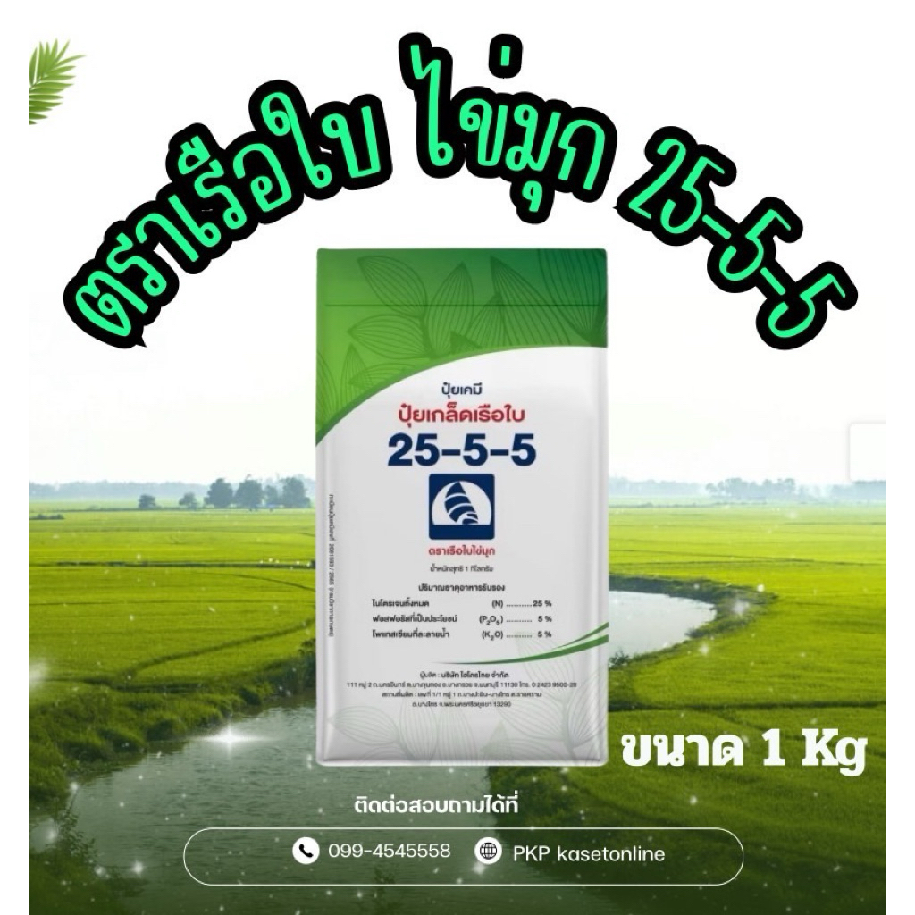ปุ๋ยเกล็ดเรือใบ สูตร 25-5-5 ( 1 kg)  ปุ๋ยไข่มุก เร่งการเจริญเติบโตทางต้น ใบส่งเสริมการเจริญเติบโตทาง