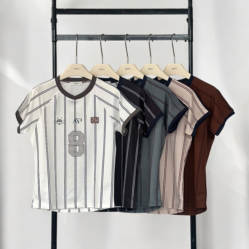 Atipashop - VORTEXLINE BABY TEE JERSEY เสื้อบอล เสื้อยืด แขนสั้น ทรงเบบี้ที ผ้าน