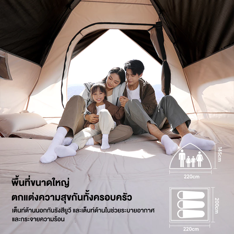 เต็นท์สนามกางอัตโนมัติ สำหรับ 3-4 คน พับได้กันฝน thumbnail 5