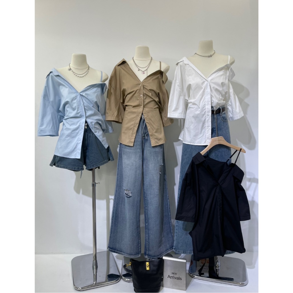 #ป้าย matinee M1897 เชิ้ตแฟชั่นดีไซน์ใหม่ สไตล์เปิดไหล่เก๋ ๆ ใส่แล้วดูชิคทันสมัย เหมาะกับทุกโอกาส