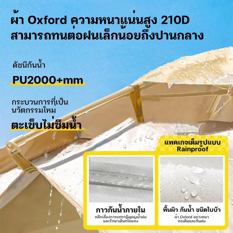 เต็นท์สนามกางอัตโนมัติ สำหรับ 3-4 คน พับได้กันฝน thumbnail 6