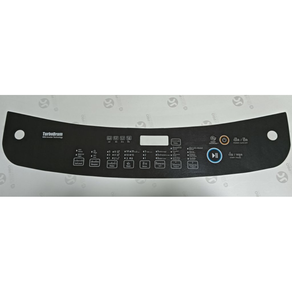 สติ๊กเกอร์ปุ่มกดเครื่องซักผ้า 14 -19kg smart ดำใหญ่