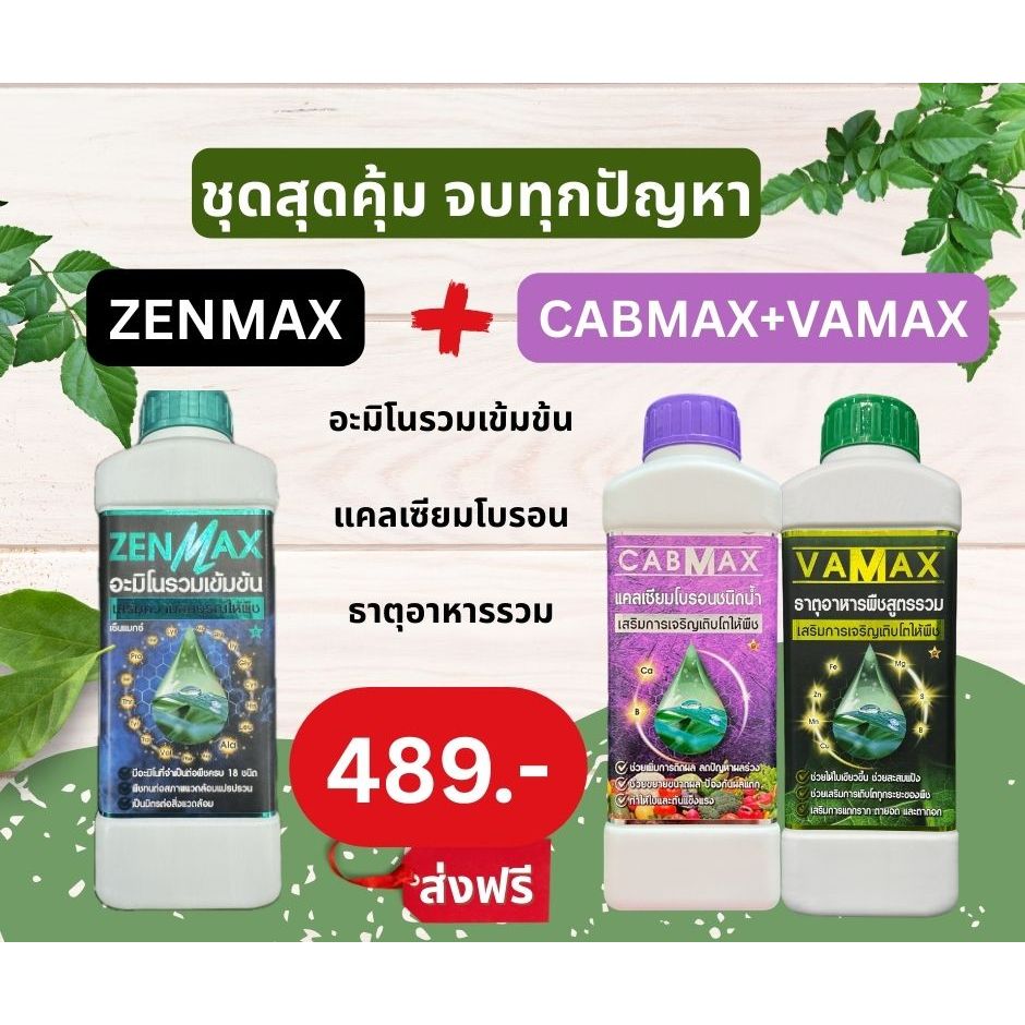 ZENMAX อะมิโนรวม + CABMAX+VAMAX แคลเซียมโบรอนเข้มข้น ปุ๋ยธาตุรวม
