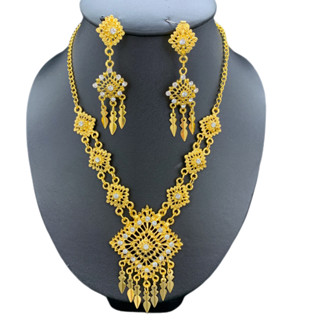 สร้อยคอพร้อมต่างหู ครบเซ็ท ประดับชุดไทย เครื่องประดับชุดนางร…