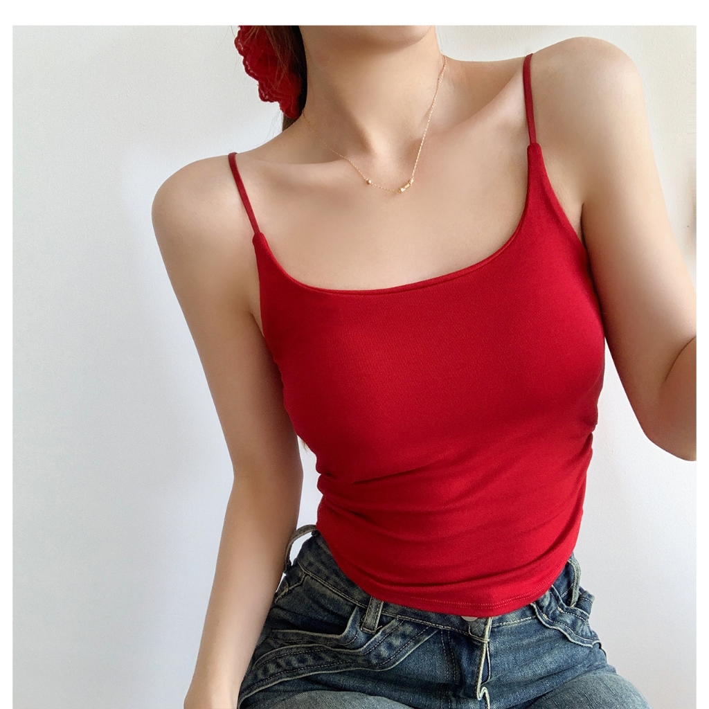 เสื้อสายเดี่ยว คอเว้า สม็อคเอว มีฟองน้ำในตัว ฟรีไซต์ เหมาะกับสาวๆสุดแซ่บเซ็กซี่ แฟชั่นฤดูร้อน