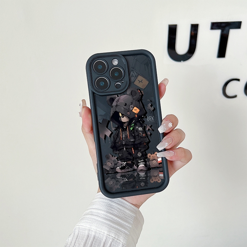 เคสโทรศัพท์ เคส  OPPO A5s A12 A11K A15 A15s A35 A16 A16s A54s A17 การ์ตูน high-end รูปแบบหมีอินเทรนด์กรณีป้องกัน