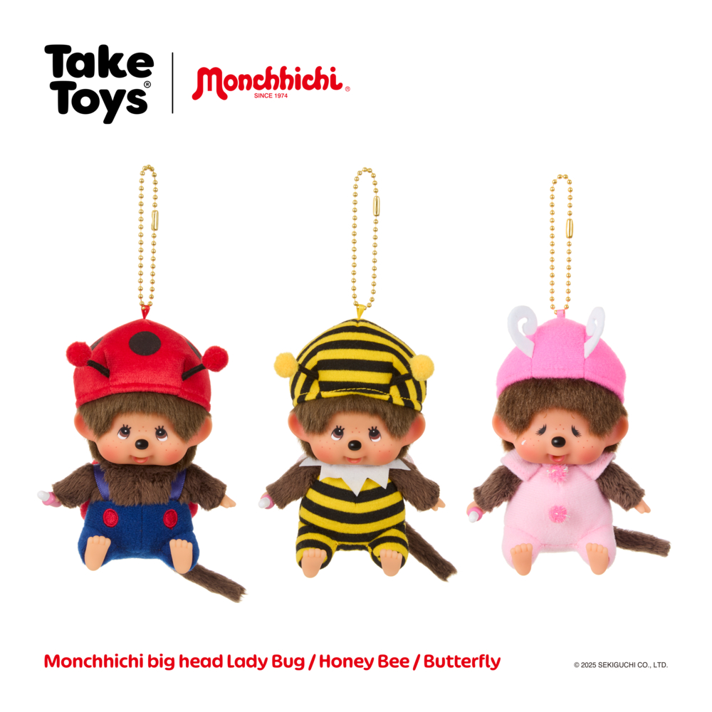 (พวงกุญแจมอนชิชิ) Monchhichi Keychain Big Head Lady Bug / Honey Bee
