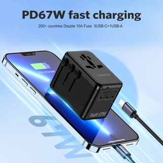 MEEGOO หัวแปลงปลั๊กไฟ แกลเลียมไนไตรด์ Universal Travel Adapter ปลั๊ก AC2500WMax+DC67WMax 1A3C