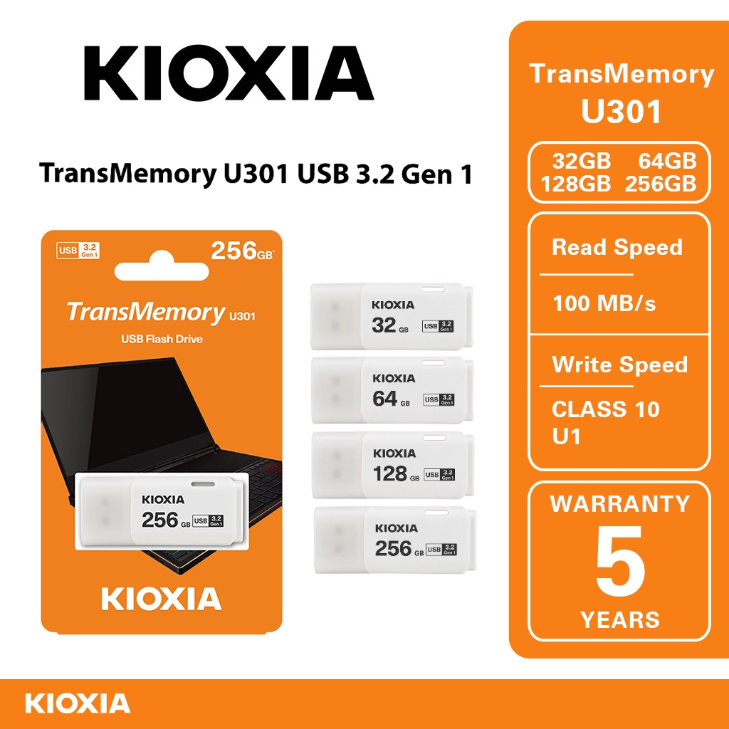 Kioxia Transmemory U301 White Usb3.2 Gen 1 Flash Drive