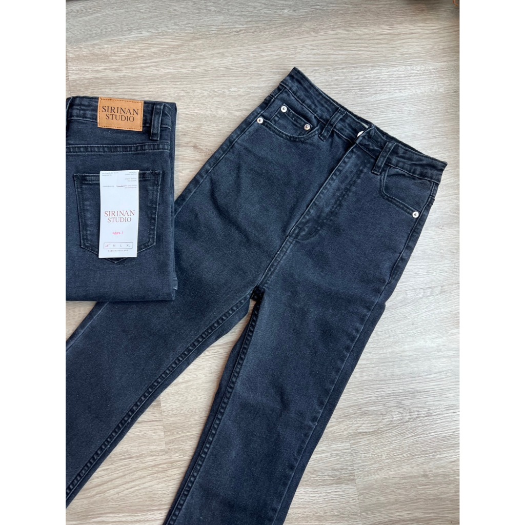 SIRINAN studio ขาม้าน้อยเต่อ ยาว 37 นิ้ว เอวสูงเก็บหุ่นดีมาก สีดำฟอก ผ้ายืดกระชับใส่สบายสุดๆ - รูปที่ 5