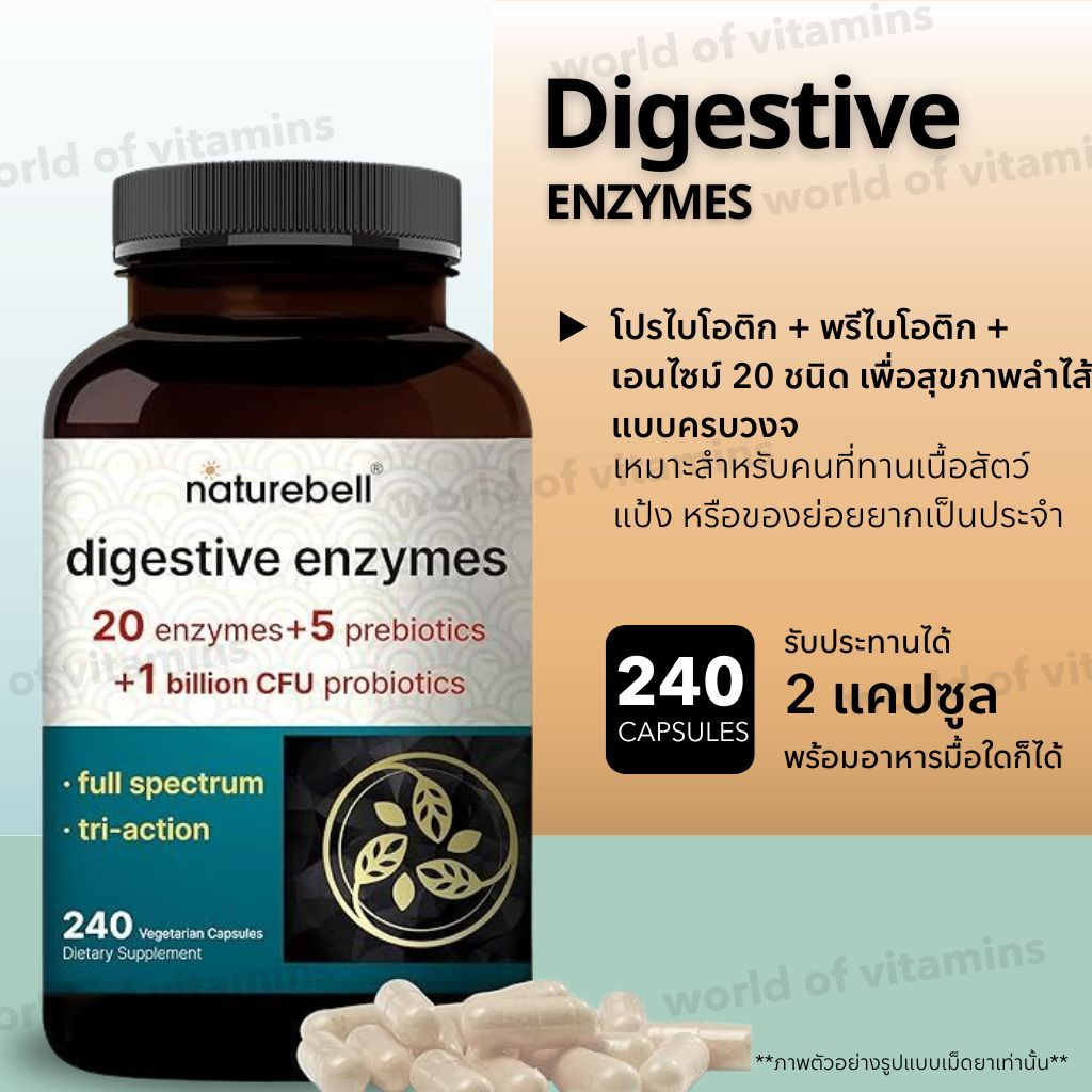 NatureBell Digestive Enzymes 240 Vegcaps (Sku.2615)