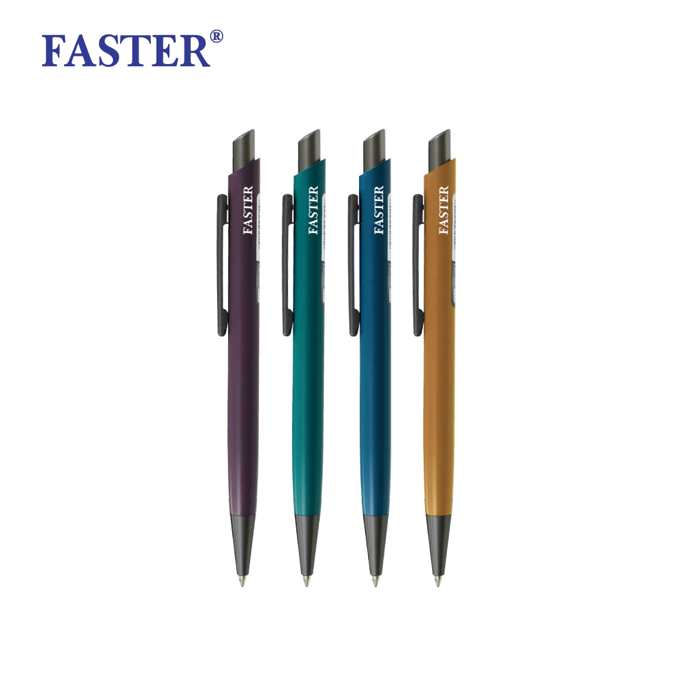 FASTER (ฟาสเตอร์) ปากกาลูกลื่นเจล 0.7mm Metal Series เปลี่ยนไส้ได้ ยกโหล 12 ชิ้น รีฟิล รหัส CX517-FAN