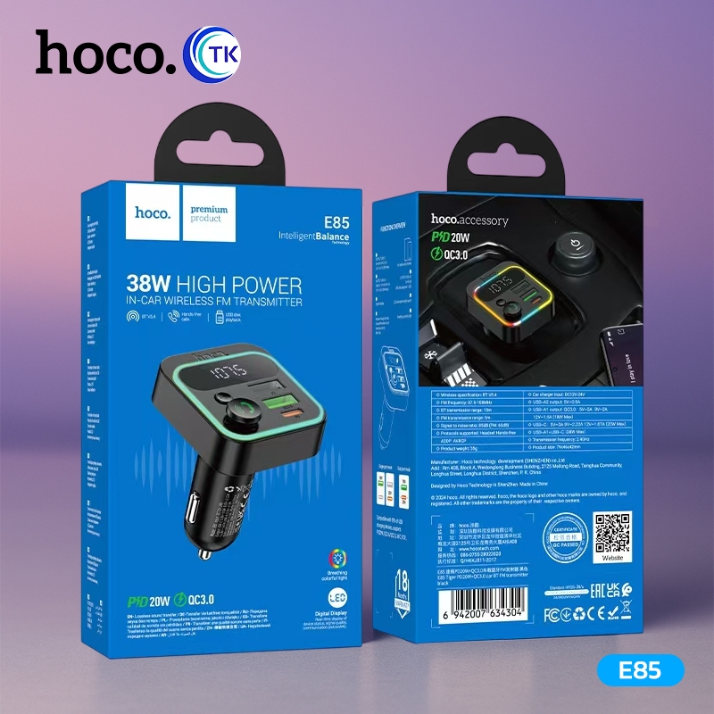 บลูทูธในรถยนต์ HOCO E85 บลูทูธพร้อมหัวชาร์จ Car Charger FM Bluetooth 5.4 ชาร์จเร็ว PD20W+QC3.0 - รูปที่ 7
